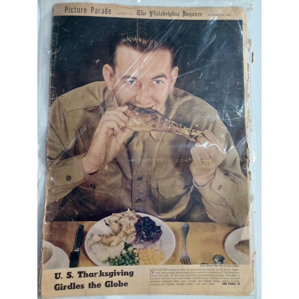 Vintage 1945 Philadelphia Inquirer Thanksgiving Picture Parade + Studebaker Ad